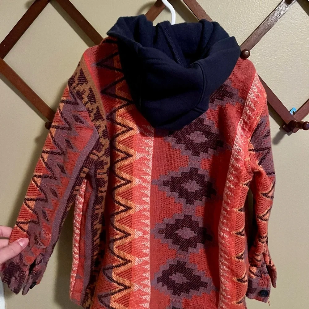 Old Navy 4T Unisex Patterned Button Down Jacket With Hood NWOT
